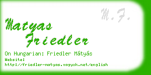matyas friedler business card